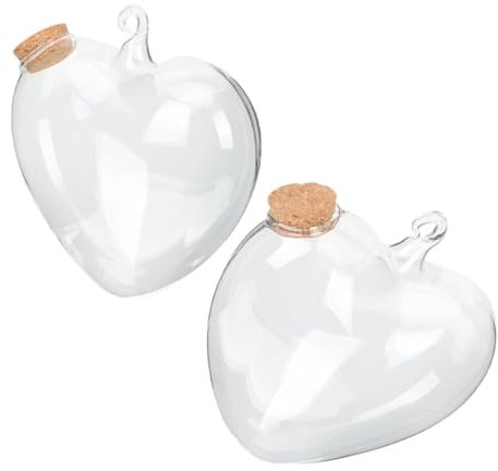Abaodam 2stücke Herzform Wunschflaschen Aus Dekorative Herzförmige Glasbehälter Mit Holzdeckel Querformat Glasflaschen Vase Bonbonflaschen Gastgeschenke Für Hochzeit Und Party