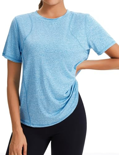 Gyabnw Damen Sportshirt Kurzarm mit Rundhals | Atmungsaktiver leichter Stoff, als Funktionsshirt für Fitness und Training