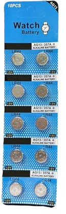 Fazvncv Paquete de 10 pilas de botón AG13 LR44 para relojes y dispositivos electrónicos pequeños con larga vida útil