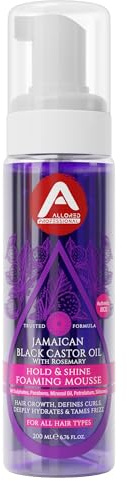 Allored Professional Jamaican Black Hair Mousse - Hair Styling Foam with Castor Oil & Rosemary – Sulfate-Free Hair Care Boost Hair Shine & Curl Enhancing – Mousse for All Hair Types 200ml