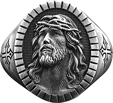 SNHHNSW Men's Jesus Head Ring Catholic Christian Cross Vintage Signet Retro Religious Amulet Baptism Bands Hip Hop Biker Gift for Men Women Father's Day Accessories
