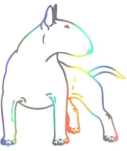 Bullterrier Holographischer Reflektierender Autoaufkleber, Bullterrier wasserdicht Aufkleber, Modern Minimalistisch, für Auto, Laptop, Kühlschrank ((18cm/7.09inch))