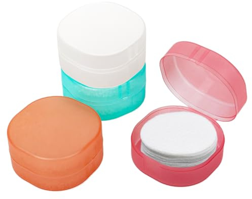 Klmnop 4 Pcs Cotton Pad Holder, Portable Travel and Sealed Cotton Round Holder, Cosmetic Cotton Pad Holder for Makeup Remover Cotton Ball(GreenWhitePinkOrange)