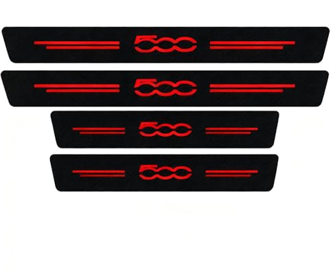 4Pcs Car Door Sill Protectors Strips, for Fiat 500, Anti Scratch Carbon Fiber Threshold Edge Scuff Plate Protective Sticker Styling Accessories (Red)