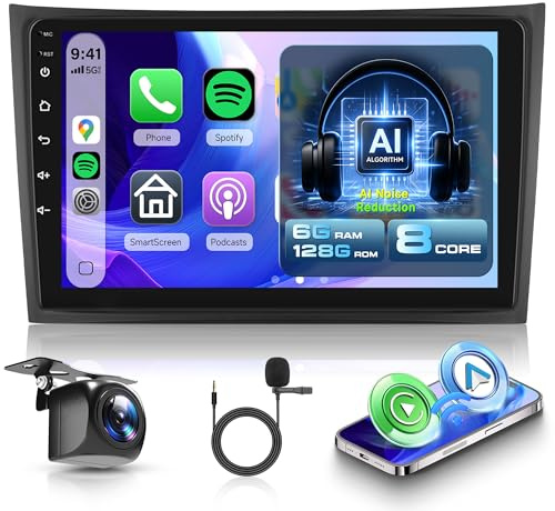 8 Kerne 6G+128G 10 Android Autoradio für Volvo XC90 2004-2013, Wireless Carplay Android Auto AI-Mikrofon-Rauschunterdrückung FM/RDS/EQ/DSP Bluetooth WiFi GPS Lenkradsteuerung Rückfahrkamera