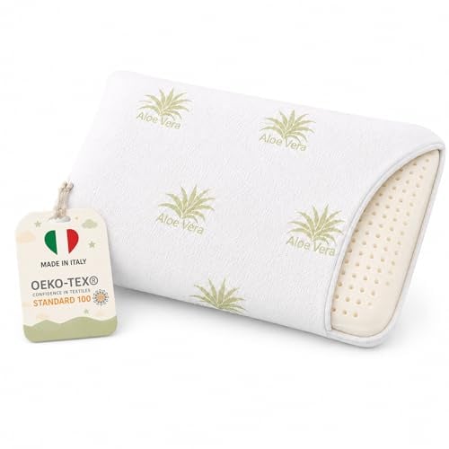 Dream Cuscino Bambino Antisoffoco Memory Foam - Cuscino Neonato Traspirante con Federa Aloe Vera - Cuscino Lettino Basso Profilo 5 cm - Certificato OEKO-TEX - Made in Italy - 50x26 cm