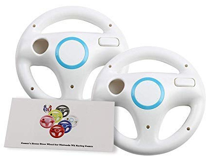 GH Mario Kart 8 Steering Wheel Compatible with Nintendo Wii (Original White, 2 Pack), Racing Games Wheels for Wii (U) Remote Controller (6 Colors Available)