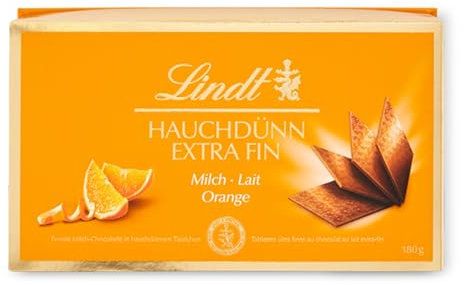 Lindt - Boîte de carrés chocolat EXTRA FIN - Chocolat au Lait orange - 180g
