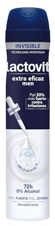 Lactovit - Desodorante Extra Eficaz Men, 0% Alcohol, Anti-Irritaciones y 72H de Eficacia, 200ml