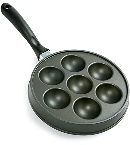 Norpro Pfanne, antihaftbeschichtet, Munk/Aebleskiver/Ebelskiver Aebelskiver gefüllte Pfannkuchenpfanne, Aluminium, Schwarz, 9 inches