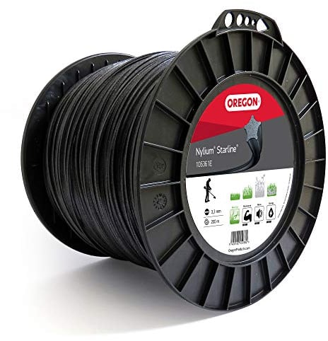 Oregon Sternförmiger Nylon-Mähfaden 3,3 mm, Für hohes Gras, Unkraut, Rasen und dichte Vegetation, Strapazierfähiger Profi-Nylonfaden, Für die meisten Rasentrimmer, 3,3 mm x 200 m (106361E)