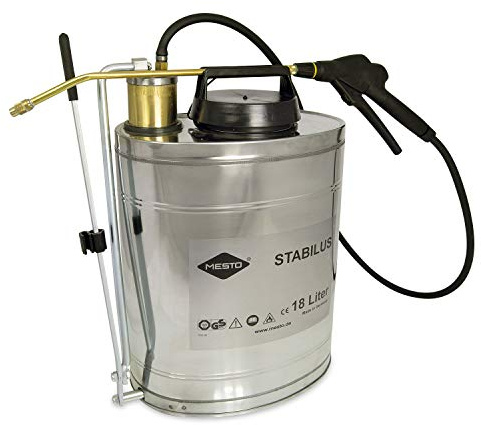 Mesto Rückenspritze (bis 18L; 6 bar; rückentragbar; Manometer ; Edelstahl; Kolbenpumpe; Hohlkegeldüse 360° drehbar) 3541G