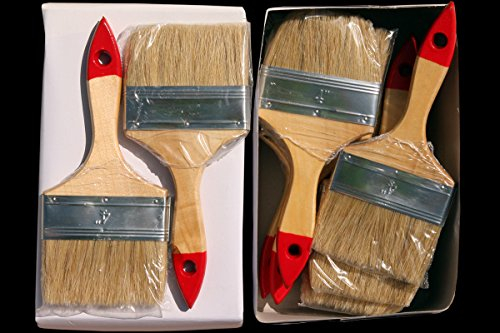 24 x Flachpinsel 100 mm Chinaborste hell Maler Lack Lasur Abwasch Allzweck Einweg Industrie Pinsel Lasurpinsel Lackierpinsel