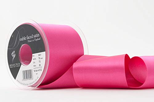 Berisfords Double Faced Satin Ribbon, Shock Pink, 70 mm Width, 20 metre Length