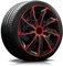 14 Zoll RKK02 Multi-Color Line (Schwarz-Rot) Radkappen/Radzierblenden 4 Stück