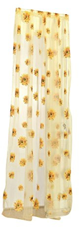 WINOMO Transparent Voile Vorhang Gardinenschals Tür Fenster Dekoschal Sonnenblumen Muster für Schlafzimmer Wohnzimmer 200x270cm (Gelb)