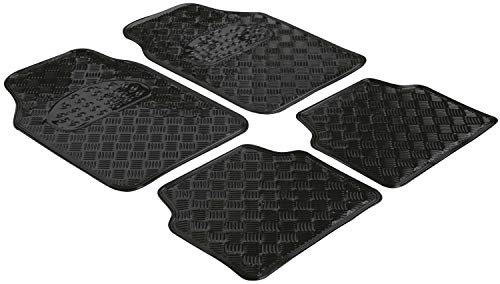 Car Comfort 28040 Auto Gummimatten Metallic Riffelblech, Universal Auto Matten, Fußmatten, Schmutzfangmatte, 4-teilig, zuschneidbar, Schwarz