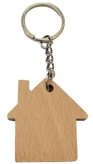 Wooden Key Ring - Little Home Shape Wood Keyring Keychain Car Keys House