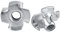 Tuerca en T de 4 Garras Tuerca en T de Madera de Cuatro Puntas Herramienta de Reparación de Sujetadores de Tuercas en T Acero Galvanizado para Muebles de Carpintería (50pcs M4)