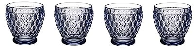 Villeroy & Boch Shotgläser Boston Coloured, Blue, 4er Set, 80 ml, Farbige Schnapsgläser mit Facettenmuster, Kristallglas, Spülmaschinengeeignet