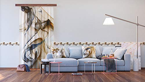 AG Design Fantasie von fließenden bunten Rauch Polyester Vorhänge, Küche, Wohnzimmer 140 x 245 cm Gardinen 1 Teil | FCSL 7592