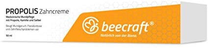 beecraft® Propolis Zahncreme 50ml | Medizinische Mundpflege mit Kamille & Salbei | Ohne Fluorid | Beugt Mundgeruch, Parandontose und Zahnfleischproblemen vor | Vegetarisch & Laktosefrei