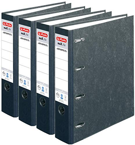 Herlitz Doppelordner maX.File Nature Twin, A4, 7 cm Rückenbreite, 2 x A5 quer, schwarz (4, Pappe)