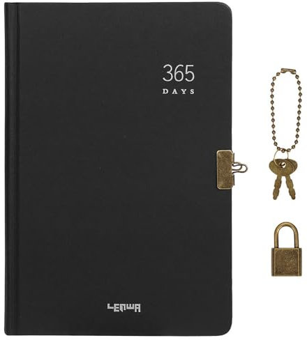 ITODA 365 Days Secret Journal A5 Lockable Notebook Hardcover Password Notepad Daily Journal Memo Pad Blank Page Bullet Travel Journal Dairy with Code Lock