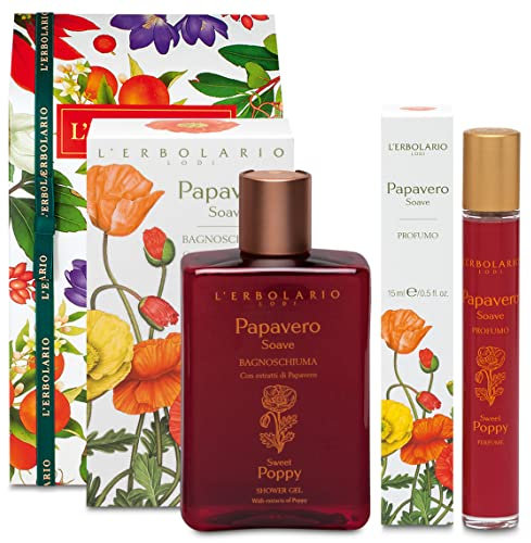 L' Erbolario Confezione Regalo PAPAVERO SOAVE DUO - Bagnoschiuma 250 ml + Profumo 15 ml