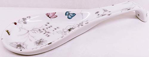 Secret Garden Porcelain 22 cm Medium Spoon Rest Flowers Butterflies & Bees Ceramic Spoon Hand Decorated UK