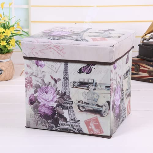 RHP Sitzhocker mit Stauraum hocker Sitzwürfel - Sitzbox Faltbarer Würfel mit Aufbewahrung braun 30 x 30 x 30cm (Vintage)