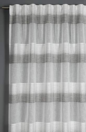 Gardinia Vorhang mit verdeckten Schlaufen und Gardinenband, Blickdicht, Lichtdurchlässig, Gardine Etamine, Grau, 140 x 245 cm