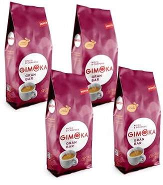 Gimoka - Gran Bar, Italian Espresso Coffee Beans, Light Roast (4 packages of 1 kg)