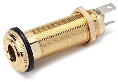 Alnicov Stereo Copper Guitar Bass Barrel Jack Cylinder Input/Output Jacks 4 Pins Gold