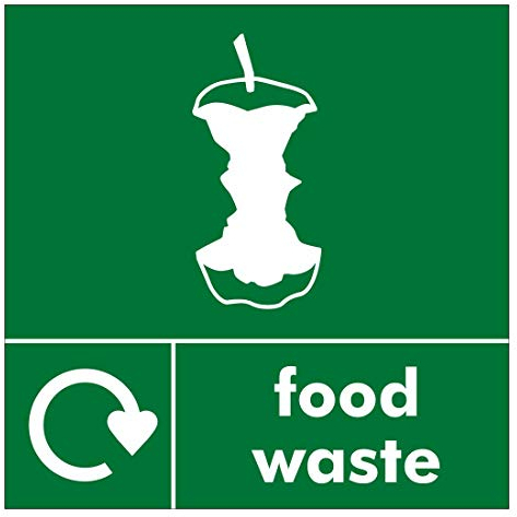 recycling sign Food waste Self adhesive vinyl sticker 120mm x 120mm Ideal for use on bins for home owners and businesses (5)