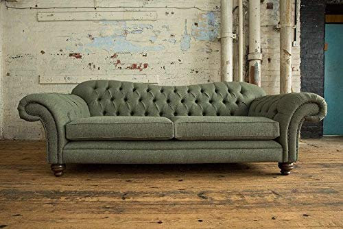 jvmoebel Sofa 4 Sitzer Couch Chesterfield Polster Sitz Garnitur Leder Textil Grau Neu!
