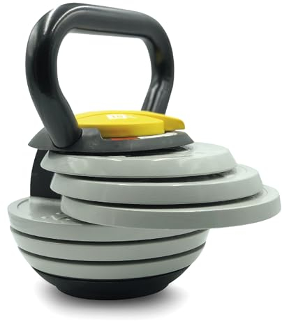 HxG.Kettlebell Ajustable o Pesa Rusa de 2,5kg a 18 kg de Carga y peso Variable con discos, Juego de pesas rusas, Campana con pesos entrenamiento de fuerza crosstraining