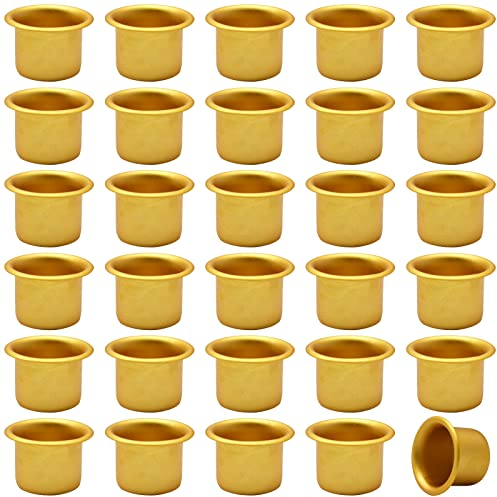 Liwein Mini Kerzeneinsatz Metall,30 Stück Mini Kerzenhalter Deko Kerzenständer Gold Kerzeneinsatze für Baumkerzen Puppenkerzen Pyramidenkerzen Tafelkerzen Teelichter Valentinstag Weihnachts Hochzeit