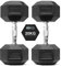 You vs You Hex Dumbbells Weights Pair for Home Exercise | 20kg Set of 2 Hexagonal Weight Rubber Encased for Home Fitness Gym Workouts Training Muscle Building & Conditioning | Unisex | Strength Fit