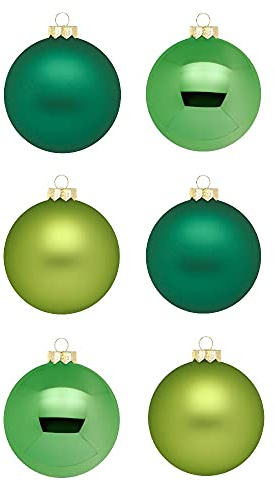 Inge Glas Weihnachtskugeln | Schöne Christbaumkugeln aus Glas | 30 Kugeln in Karton-Box | Christbaumschmuck Weihnachtsbaumschmuck Weihnachtsbaumkugeln (Evergreens | dunkelgrün grün)