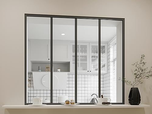 Vente-unique-Atelier-Glaswand - 120 x 105 cm - thermolackiertes Aluminium - Schwarz - Bayview