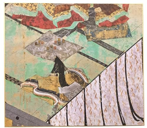 Farbiges Papier Wandbild Bild (Murasaki Shikibu Tagebuch Bild Schriftrolle B) Japanisches traditionelles Handwerk (Murasaki Shikibu Tagebuch Bild Schriftrolle B)