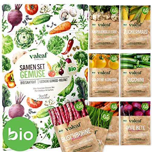 valeaf BIO Gemüse Samen Set I Mini Gemüsesamen Set m. Samen Gemüse Saat I Gemüsesamen Pflanzensamen toll als Gartenzubehör u. Hochbeet Zubehör (BIO Gemüse Samen Set)