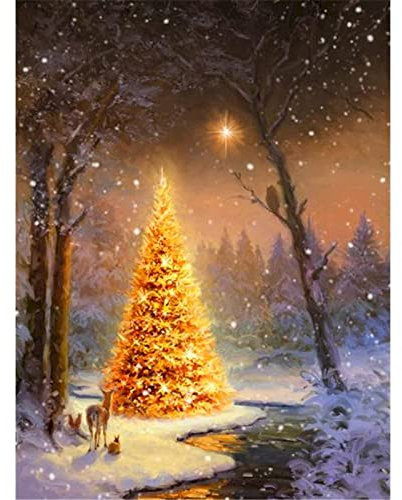 TOCAVE Pintar por Numeros Pintura por Números Árbol de Navidad Pintura al óleo Navidad Bricolaje Digital Pintura al óleo decoración del hogar 40x50cm