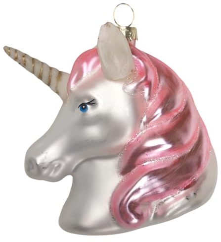Einhorn Pferd Pony rosa weiß pink Weihnachtsbaumkugel Glas Christbaumschmuck 11