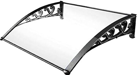 Auvents de Jardin, auvent de Porte Noir, auvent de fenêtre, abri de Pluie extérieur avec Panneau en Polycarbonate et Cadre en Aluminium (Noir 80 x 150