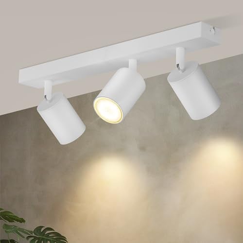 Glitzerlife Deckenleuchte 3 Flammig Deckenlampe Weiss - Deckenstrahler GU10 Modern Deckenspot Küchelampe Schwenkbar 350° MAX.25W Strahler lampe Flur Wohnzimmer Schlafzimmer (ohne Leuchtmittel)