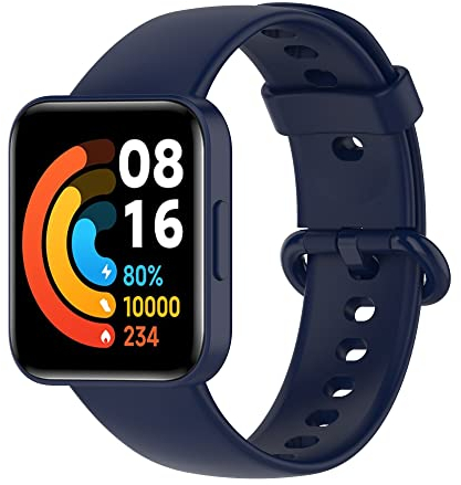 Amzpas Armband für Redmi Watch 2 Lite/Xiaomi Mi Watch 2 Lite - Weiches Silikon Sport Ersatzband Uhrenarmband für Damen und Herren (Tiefblau)