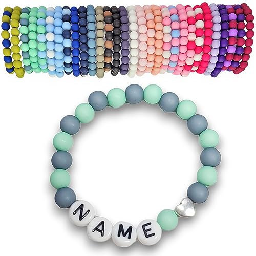 Armband mit Namen für Baby und Kind Mann Frau Schulkind | Namensarmband Taufarmband Geburtsarmband Gravur (mint anthrazit)