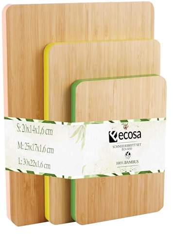 Set di 3 taglieri in legno di bambù sostenibile, tagliere da cucina, tagliere da cucina, tagliere da portata, ecologico, sostenibile e robusto